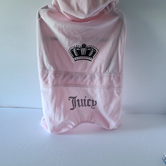 JUICY COUTURE PINK/BLACK TERRY BLING TRACKSUIT HOODIE | LOGO DETAIL |SZ M/L - Picture 3 of 11